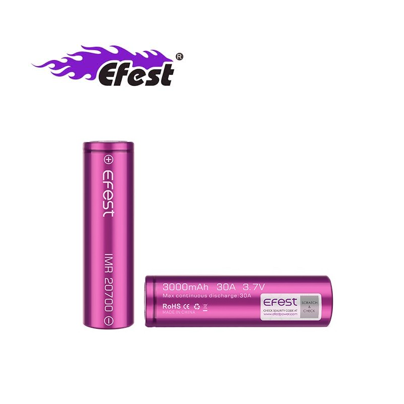 Accu 3000 MAh Efest 20700 IMR Purple Flat Top 30 A