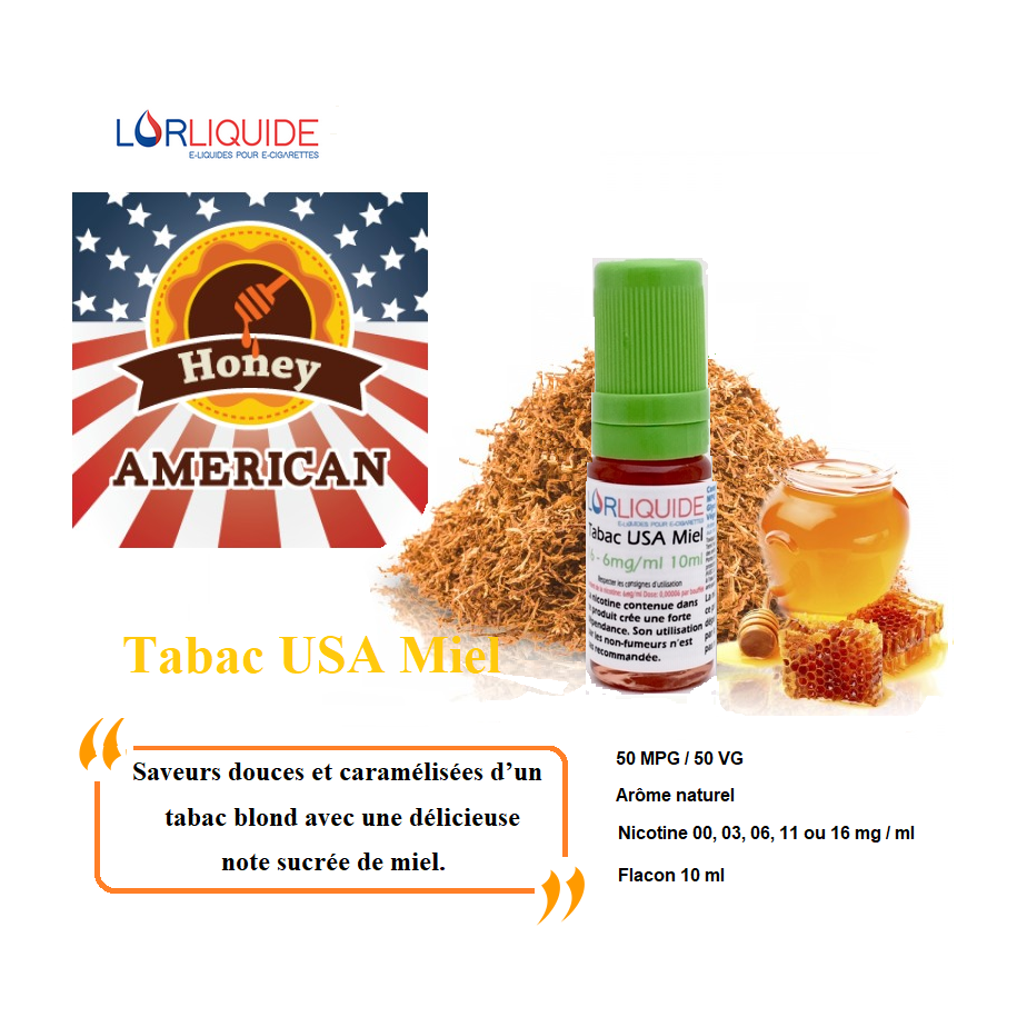 E-liquide Tabac USA Miel LorLiquide